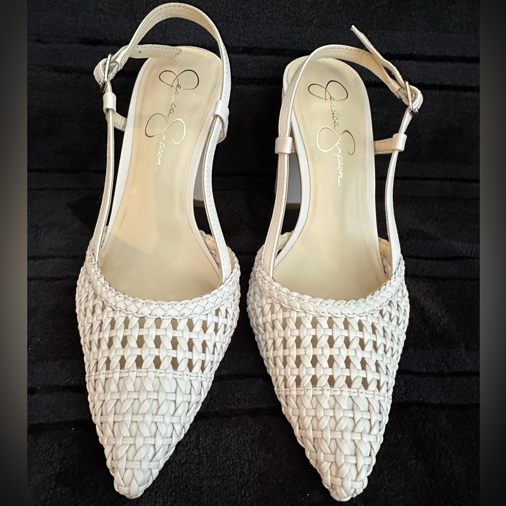 Jessica Simpson Cream Woven Heels